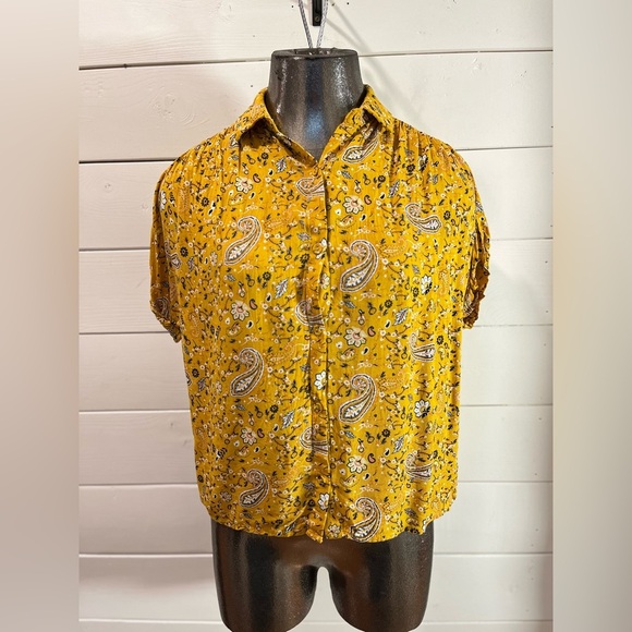 PIMKIE – Yellow paisley short-sleeve blouse – Size XS (EU 34 / FR 34) - Picture 2 of 11